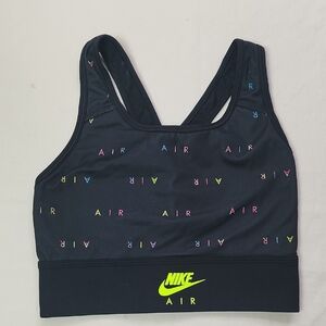 Nike Black Sports Bra with Neon Accents Size Small Featuring AIR Print